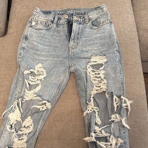 American Eagle Outfitters Women's Ripped Light Blue Boyfriend Jeans